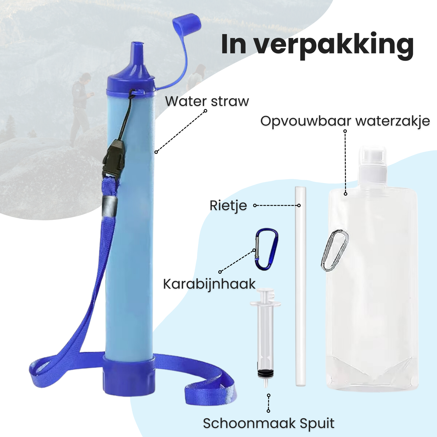 Outdoor waterfilter BPA-vrij (1500L) - Perfect voor camping & noodpakket